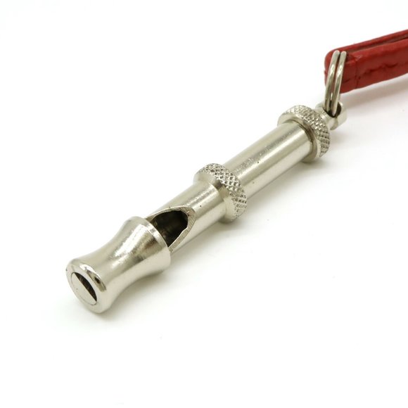 HERMES Hermes Sifre Whistle Dog Necklace Leather Metal Red Silver - Picture 3 of 6